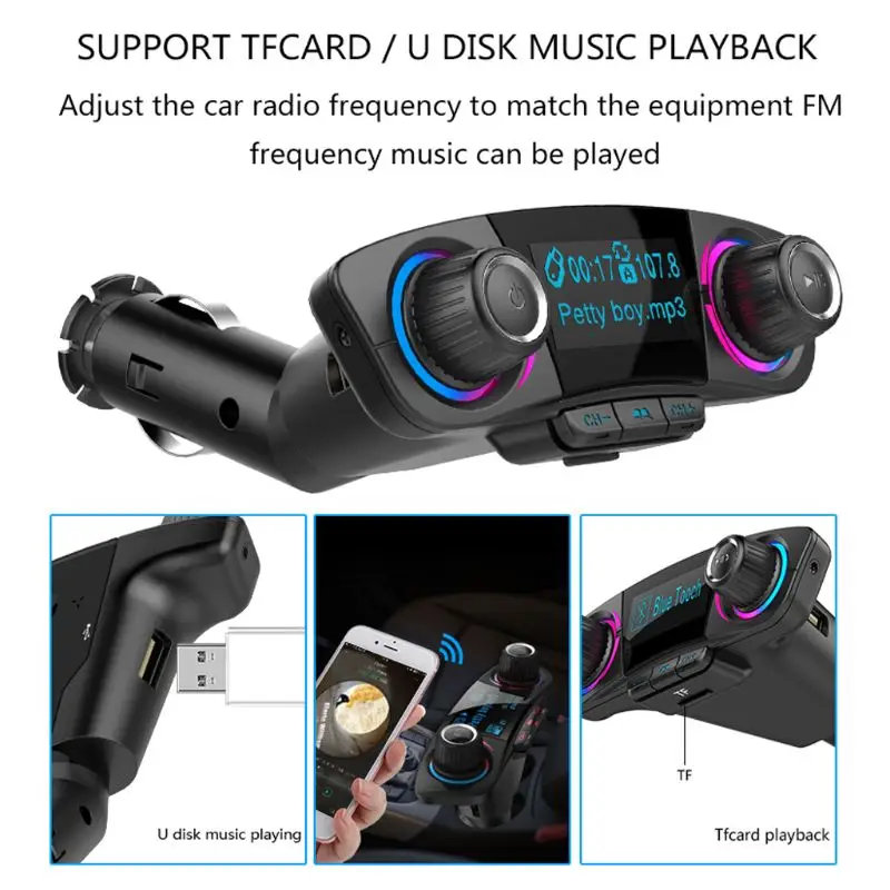 

Car Bluetooth FM Transmitter Aux Modulator Audio MP3 Player Auto Accessories