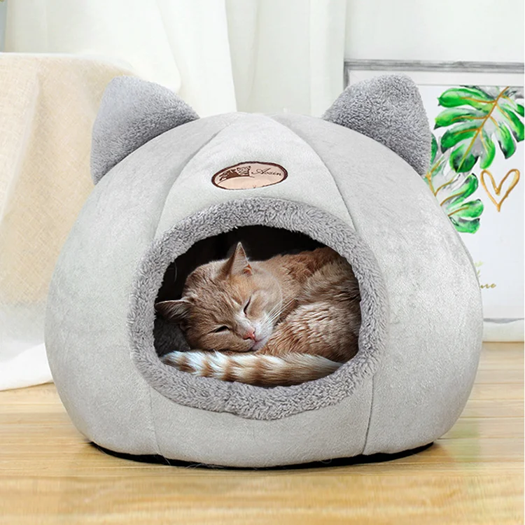 

Modern Nordic Cat Bed Creative Unique Minimalist House Indoor Cat Bed Gray Cute Enclosed Cama Para Gato Pet Furniture EI50WM