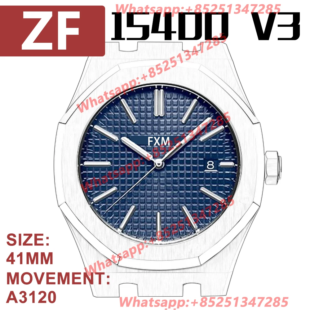 

Часы наручные мужские механические, 41 мм, 15400 дюйма, ZF 1:1 SS 904L