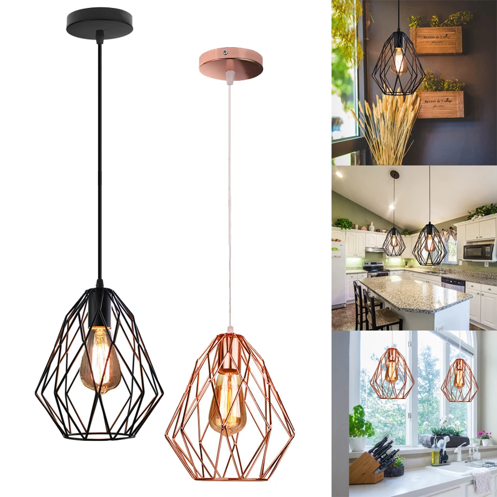 

Modern Nordic Style Pendant Lights Iron Minimalist Loft Cage Pendant Hanging Lamp Industrial Metal Suspension Luminaire Lighting
