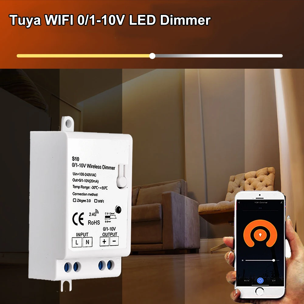 AC100-240V Output 0/1-10V Tuya WiFi LED Dimmer Controller Wireless Control Alexa Google Home For 0-10V Dimmable power drive | Лампы и
