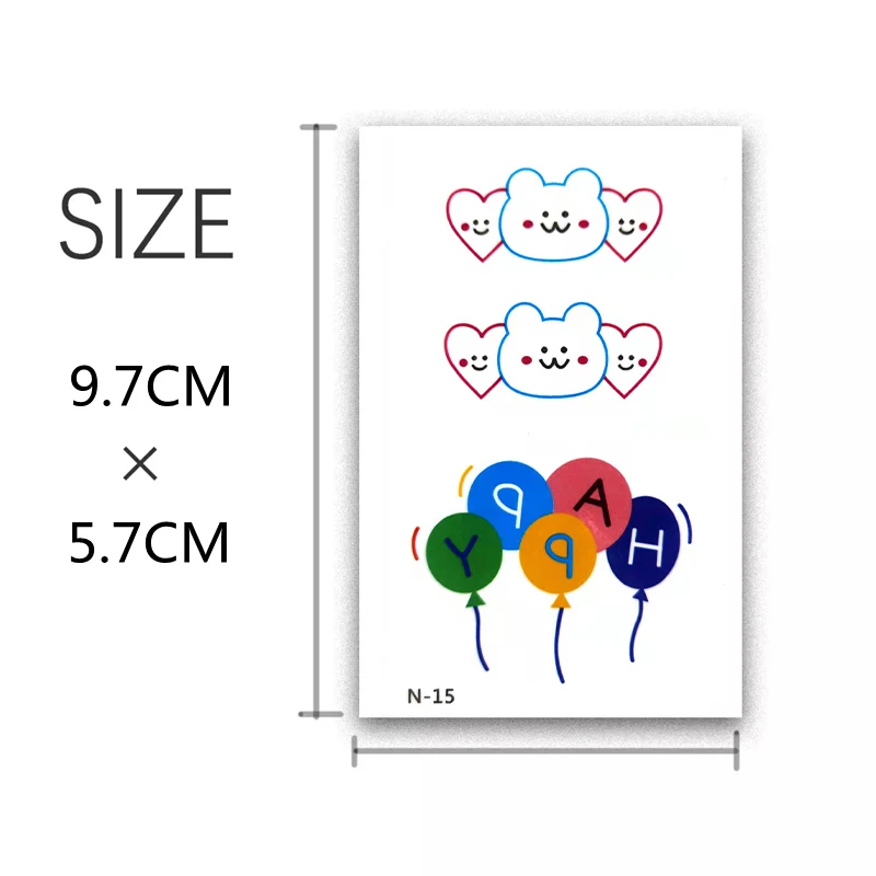 2Pcs Temporary Tattoo Stickers Children's Fake Tattoo Water Transfer Non-Toxic Cute Cartoon Small Sticker Hand Foot Art Girl Boy