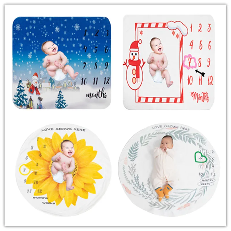 

Baby Milestone Blanket Photography Accessories Photograph Background Blanket Growth Memorial Blanket Velvet Soft Warm Boys Girls