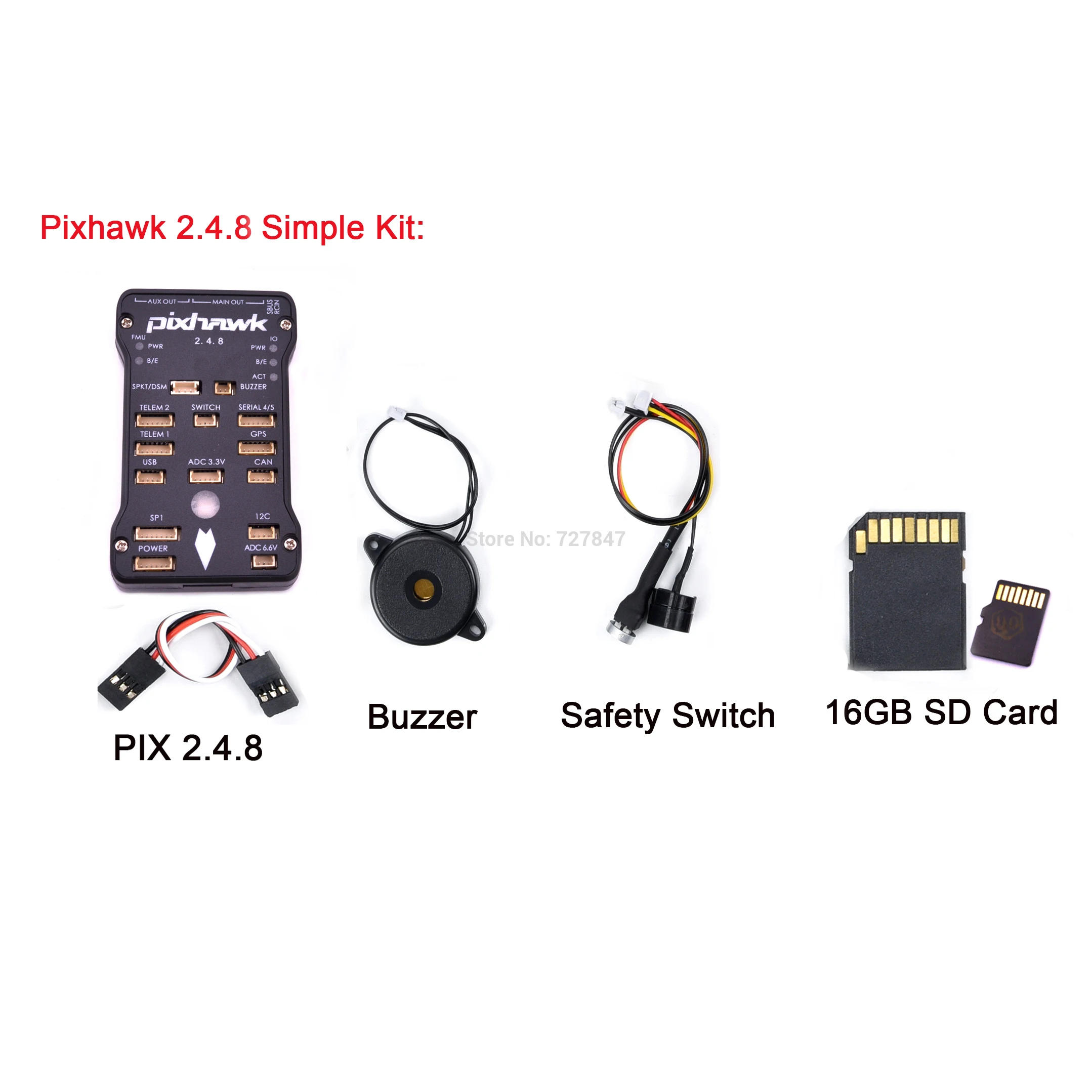 Pixhawk 2.4.8 PX4 PIX 32 бит Контроллер полета Автопилот с 16G SD переключатель безопасности зуммер PPM IEC RGB Telemetryfor RC Квадрокоптер - Цвет: Simple Kit