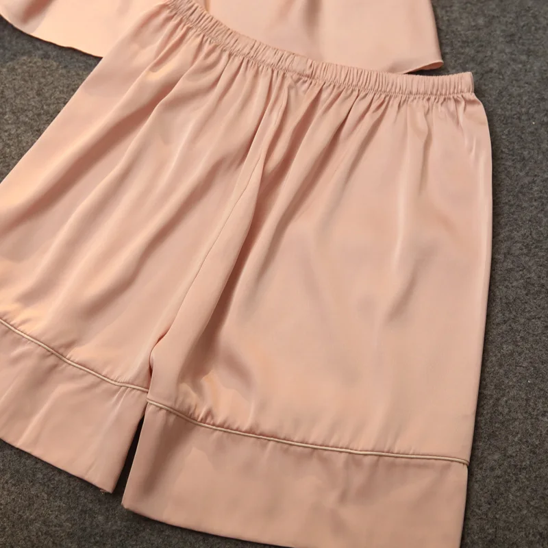 

Pink 3pcs Pyjama Pour Femme Satin New Arrival Pajamas Suit Nightwear Intimate Lingerie Casual Home Clothig Satin Sleepwear