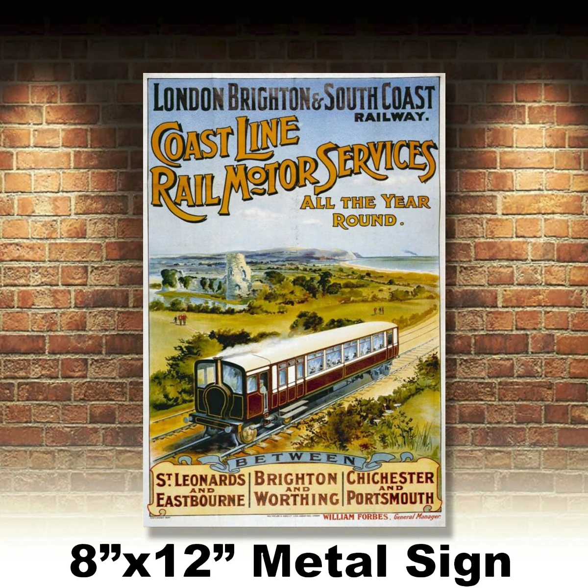 

Металлический дорожный рекламный щит 8x12 в винтажном стиле