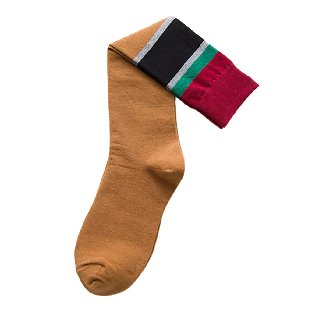 Женские Модные Лоскутные Полосатые цветные Гольфы Повседневные хлопковые носки