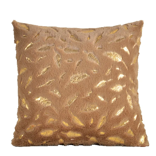 Khaki Декоративная меховая наволочка с золотыми перьями, домашняя плюшевая наволочка, наволочка, сиденье софа кровать, декоративные наволочки 45x45 - Цвет: Khaki