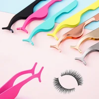 50pcs 9color plastic eyelashes tweezers eyelash extension tools beauty makeup auxiliary clamp practice clips eye lash curler