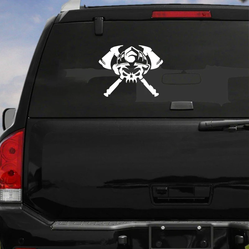 

Personalized Firefighter Skull Face Reflective Sticker on Car Funny 3D Bumper Motorcycle Helmet KK Vinyl Cover Waterproof PVC