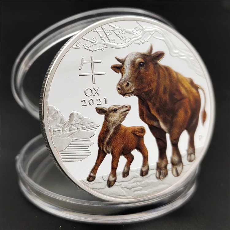 Памятные монеты с изображением австралийского зодиака животное телец лошади