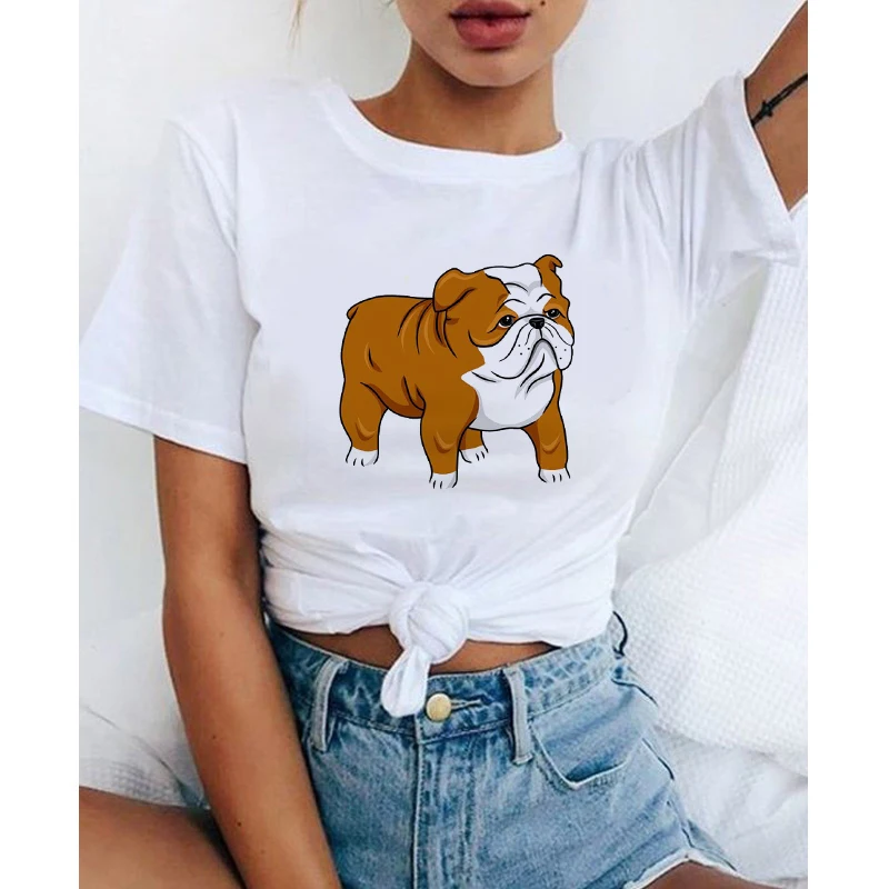 

Women Short Sleeve T-shirts Loose Harajuku Plus Size XXL Dogs Printed Simply All-match Women Korean Style Leisure Tops