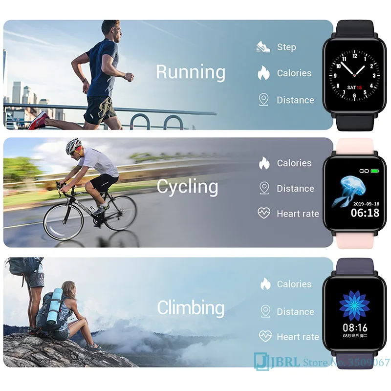 Full Touch Square SmartWatch Women Men Sport Watch IP68 Waterproof Blood Pressure Stainless Steel Business Smart watch Clock | Электроника
