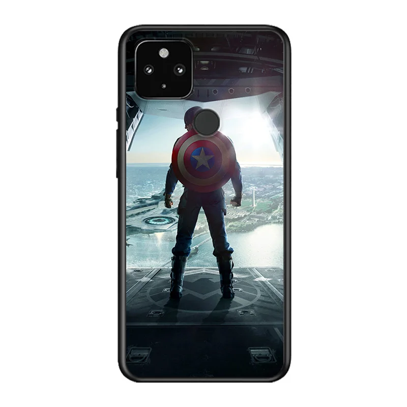 

Marvel Avengers Captain America Super Hero For Google Pixel 5 4A 5G 4 XL Soft Shell TPU Silicone Black Cover Phone Case