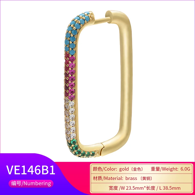 

ZHUKOU 2020 1piece Hoop earrings for women CZ Gold/ Silver Color Geometric Rectangle Earring rings big/small earring model:VE144