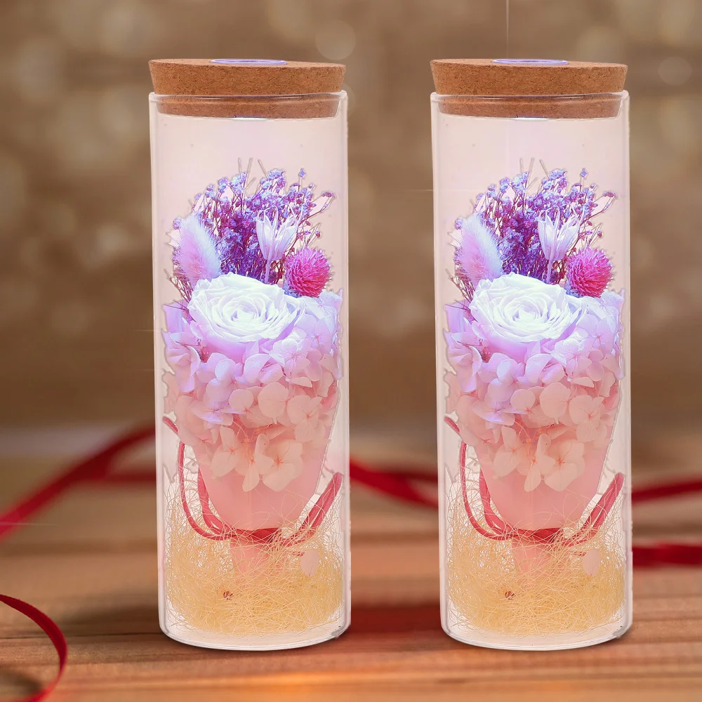 

1 Set Eternal Flower Glass Shield Light Strip Preserved Forever Flower Gift
