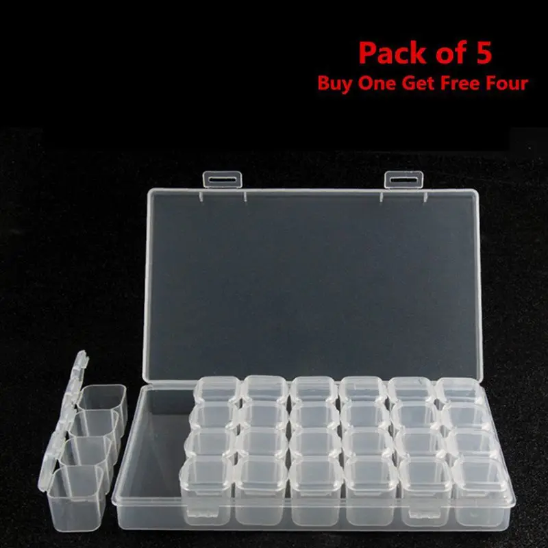 

Storage Tool DIY Removable Clear Plastic Organizer Nail Art Rhinestone 28 Diamonds Jewelry Grid Earrings Bead Necklace Storage B