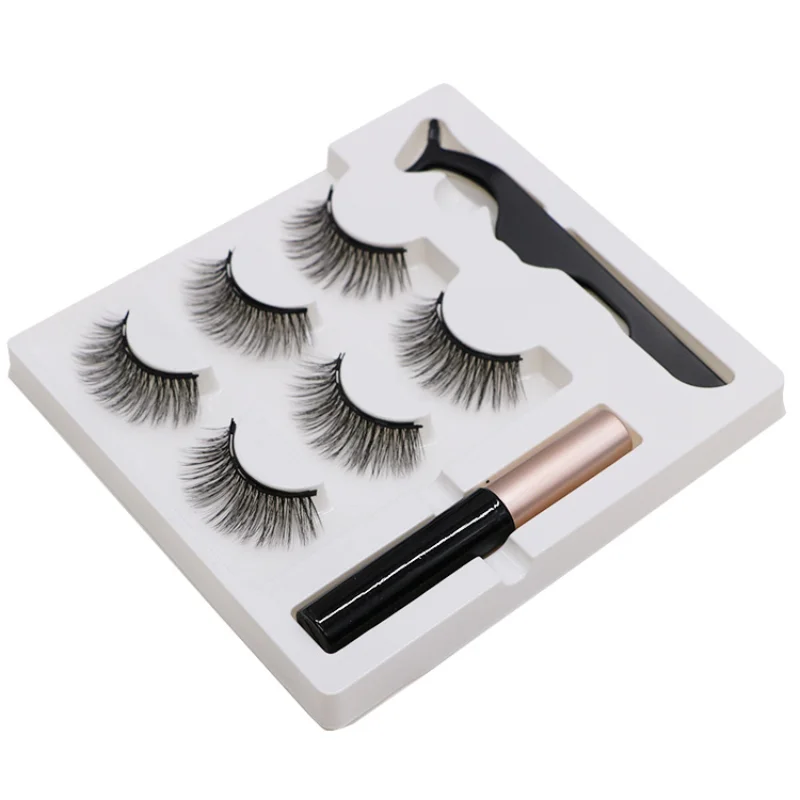 

3 пары, 3D Магнитные ресницы, набор натуральной подводки для глаз, искусственная подводка для глаз, набор жидких магнитных ресниц TSLM1