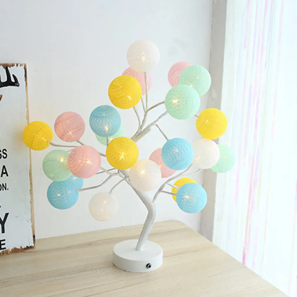 Светодиодный хлопковый свет шарового дерева фонарь прикроватная лампа Usb