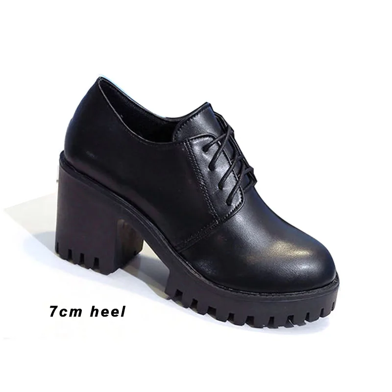 Женские офисные туфли LIHUAMAO вечерние на блочном каблуке со шнуровкой и круглым