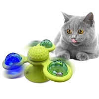whirling cat toys windmill portable scratch hair brush grooming shedding massage suction cup catnip cats puzzle training toy