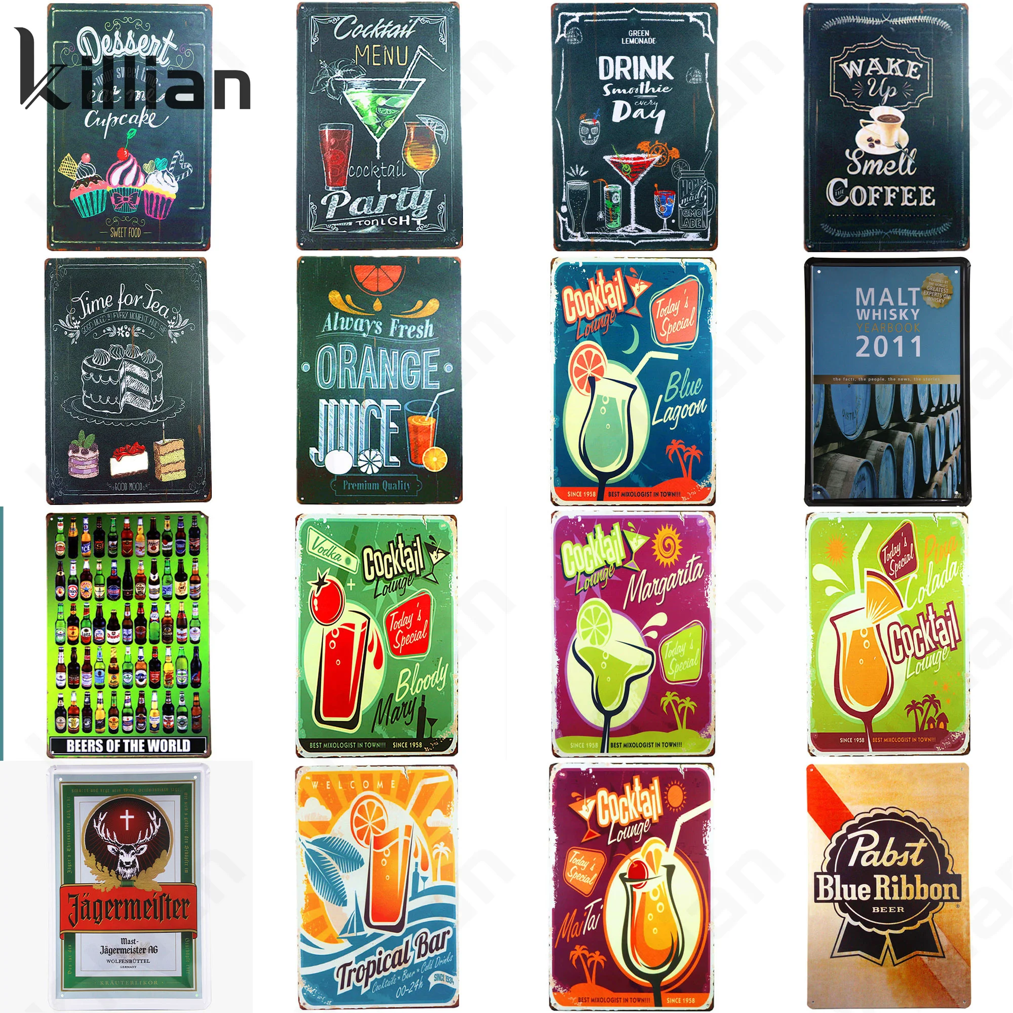 

Металлическая табличка для бара, яркая картина для коктейлей, украшение для дома, Кубок, металлическая картина, магазин, жестяная вывеска, Н...