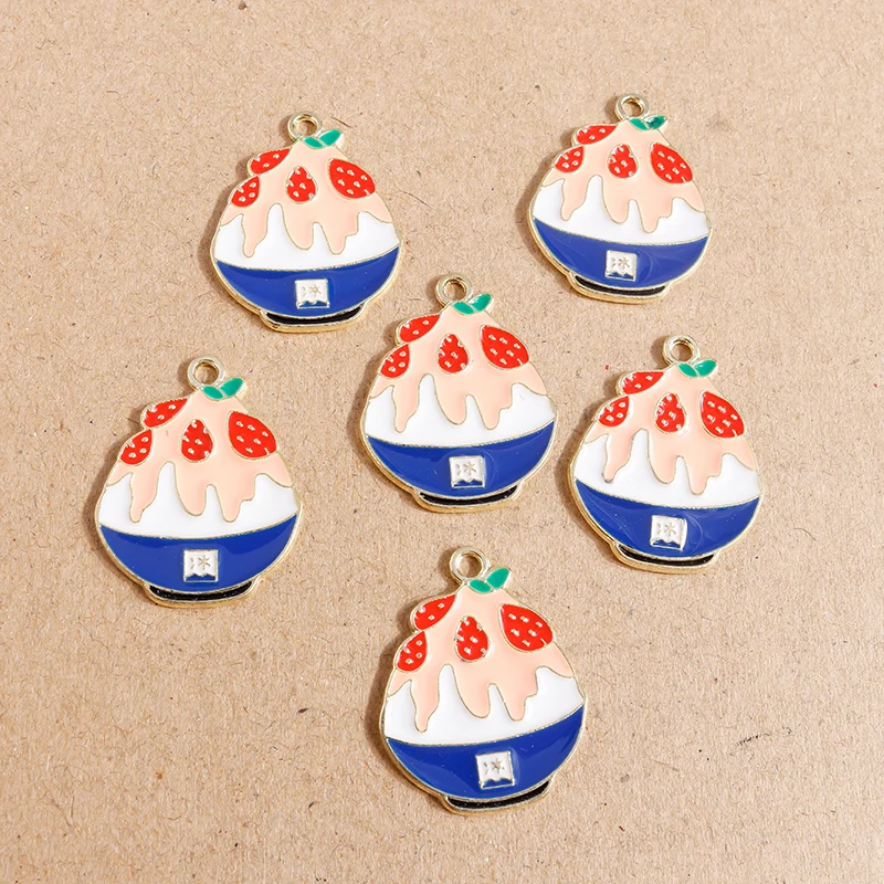

10pcs 21*27mm Enamel Summer Drink Ice Cream Charms Pendants for Jewelry Making DIY Necklaces Earrings Handmade Craft Accessories