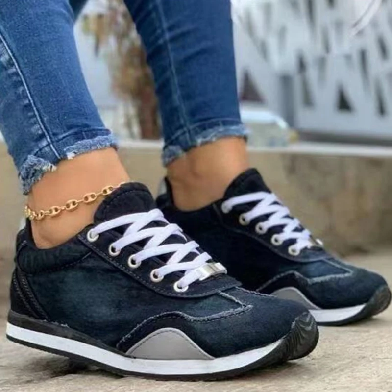 New Women Sneakers Platform Denim Shoes Womens Shoes Casual Woman Sport Shoes Tennis Female Thick Ladies Casual Trainers Mujer