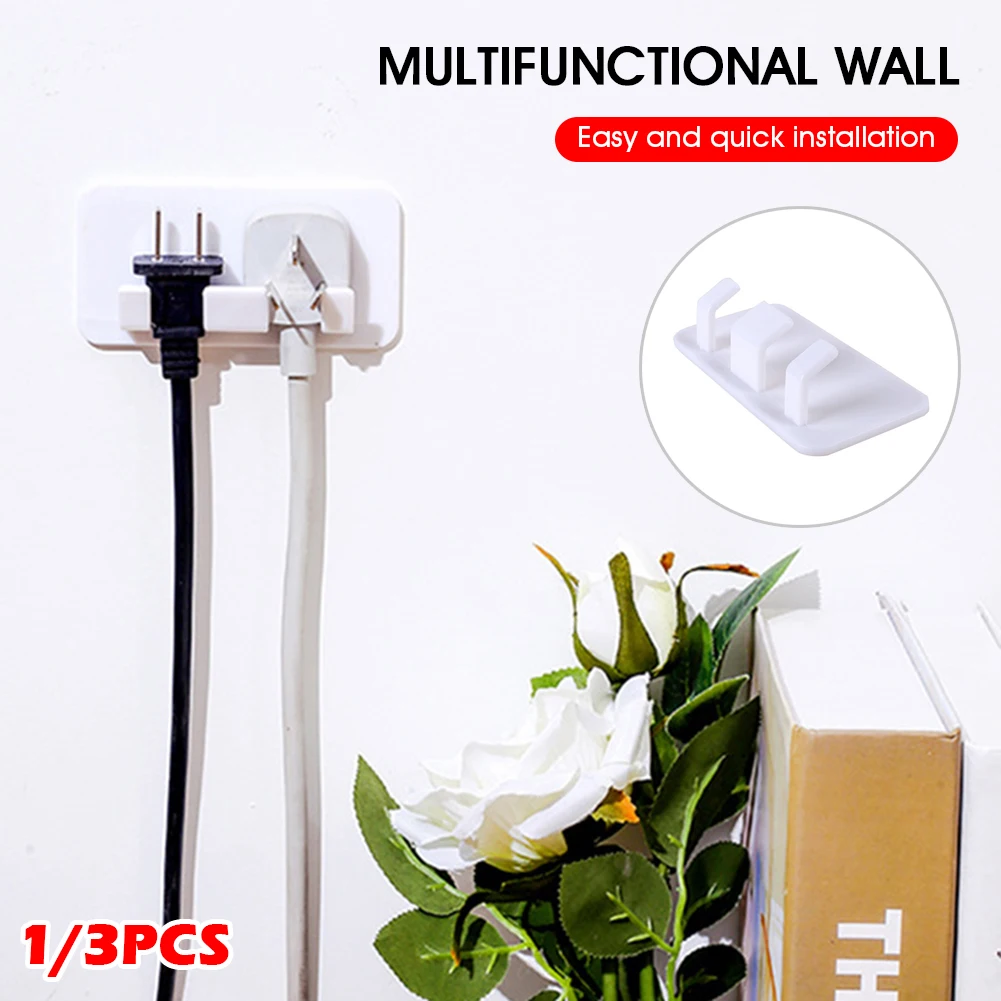 

New Hot Sale Wall Storage Hook Power Plug Socket Holder Home Wire Plugs Adhesive Hanger Home Office Storage Racks Bathroom