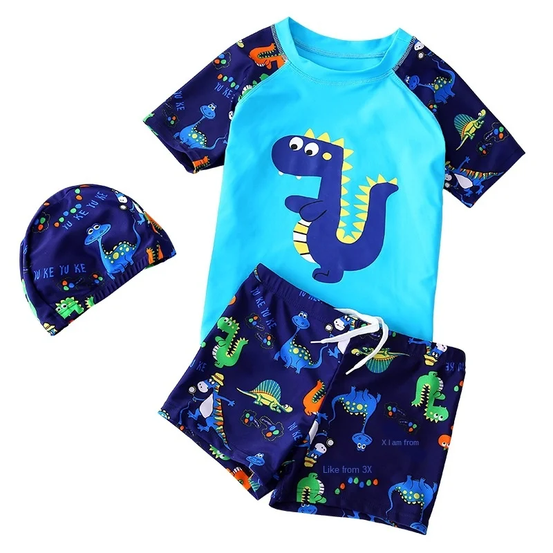 

Children's Swimsuit Middle And Large Kid's Split Baby Boy Cartoon Dinosaur Swimwear Sunscreen Surfing Beach-wear Bathing Clothes