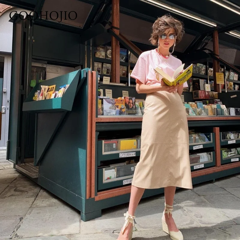 

GOOHOJIO 2021 New Autumn and Winter Fashion Chic Skirt Women High Waist Straight Skirt for Women Casual Solid Color Women Skirts