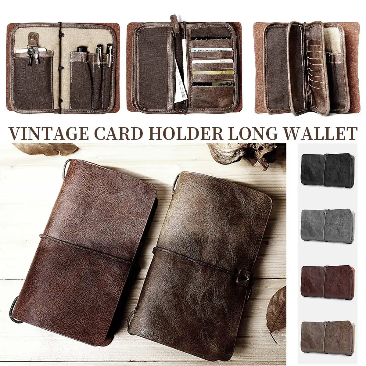 

Men Wallet 4 color Fashion Vintage Multifunctional Casual Card Holder Solid Phone Bag Hand Bag Long Wallet for Business Outdoor