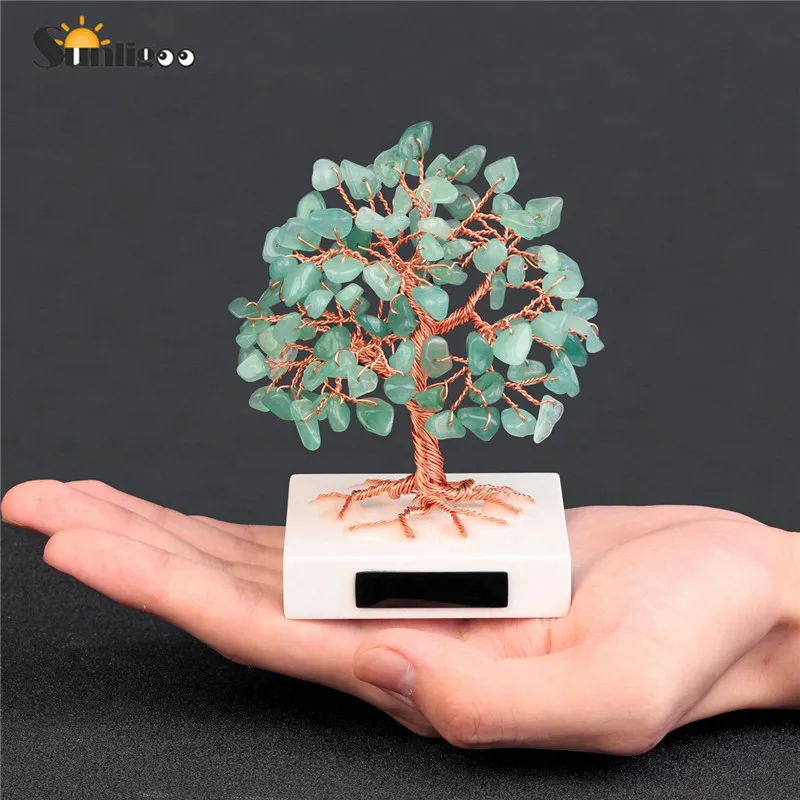 1pc Green Aventurine Sunligoo 1 шт. мини целебное Хрустальное денежное дерево ручной работы медная проволока обернутая выпавшим драгоценным камнем дерево фэн-шуй украшения домашний декор - Цвет: 1pc Green Aventurine