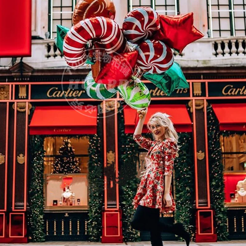 Новый красный зеленый латексный шар Рождество Санта Клаус Алюминиевая Пленка