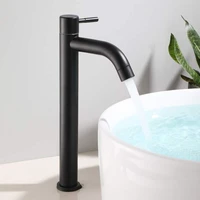 304 stainless steel basin sink bathroom faucet deck mounted single cold water basin mixer taps matte black lavatory sink tap