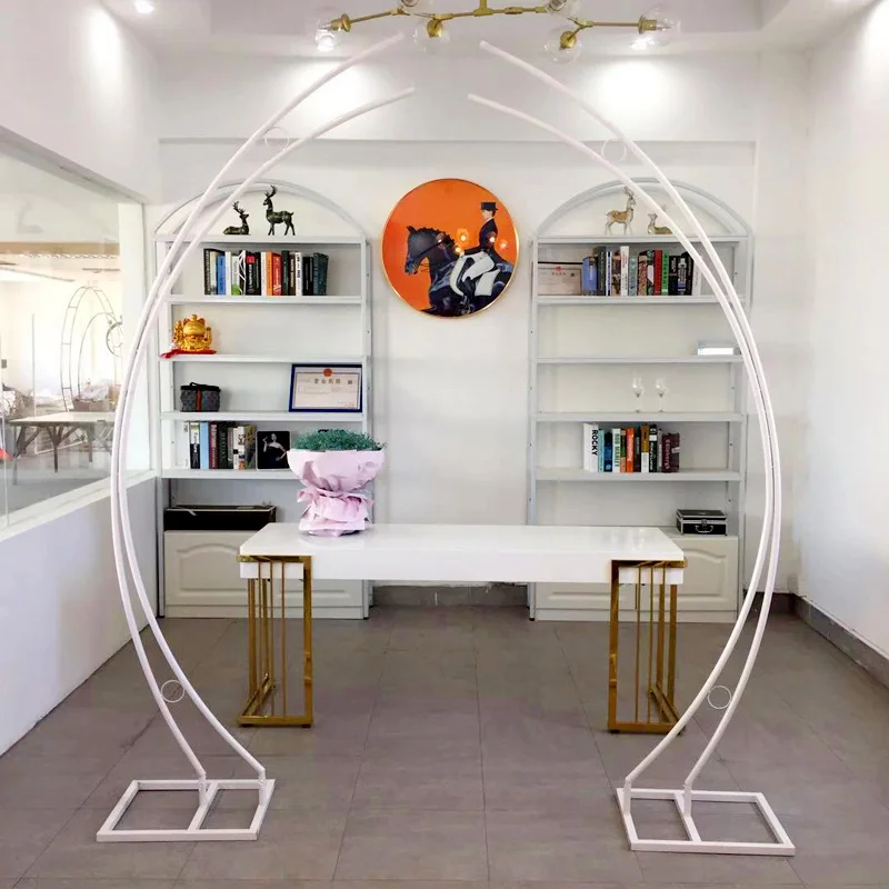 Arco de luna de hierro forjado, soporte de fondo para boda, fiesta de cumplea&ntilde;os, bricolaje, marco de fondo, soporte de flores al aire libre-1