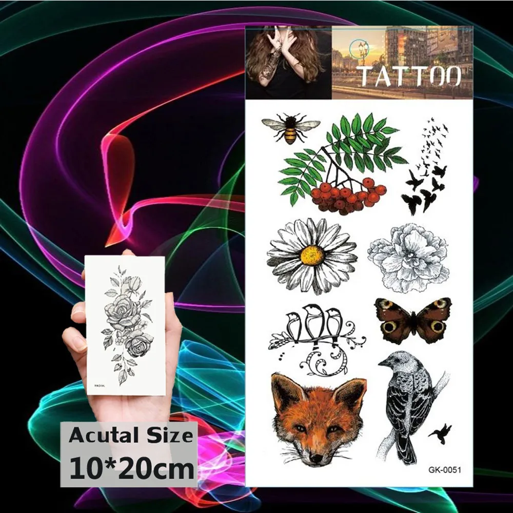 Временные тату временные наклейки на тело татуировки сексуальная Цветочная