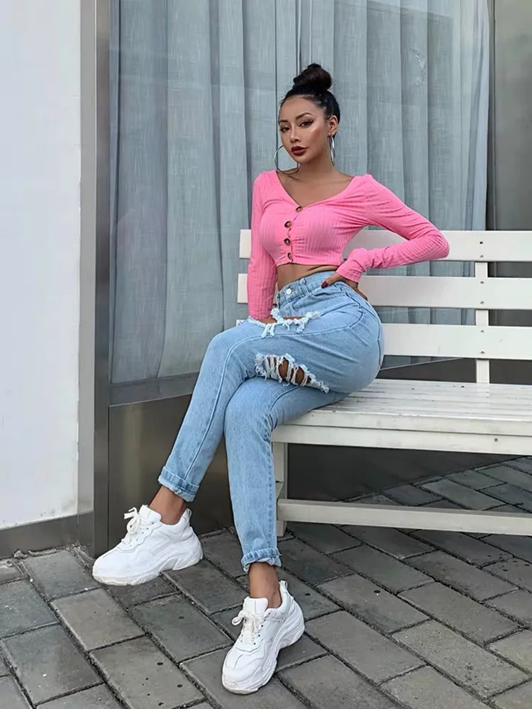 XIBANI V воротник осенняя одежда для женщин 2019 Облегающая рубашка с длинным рукавом