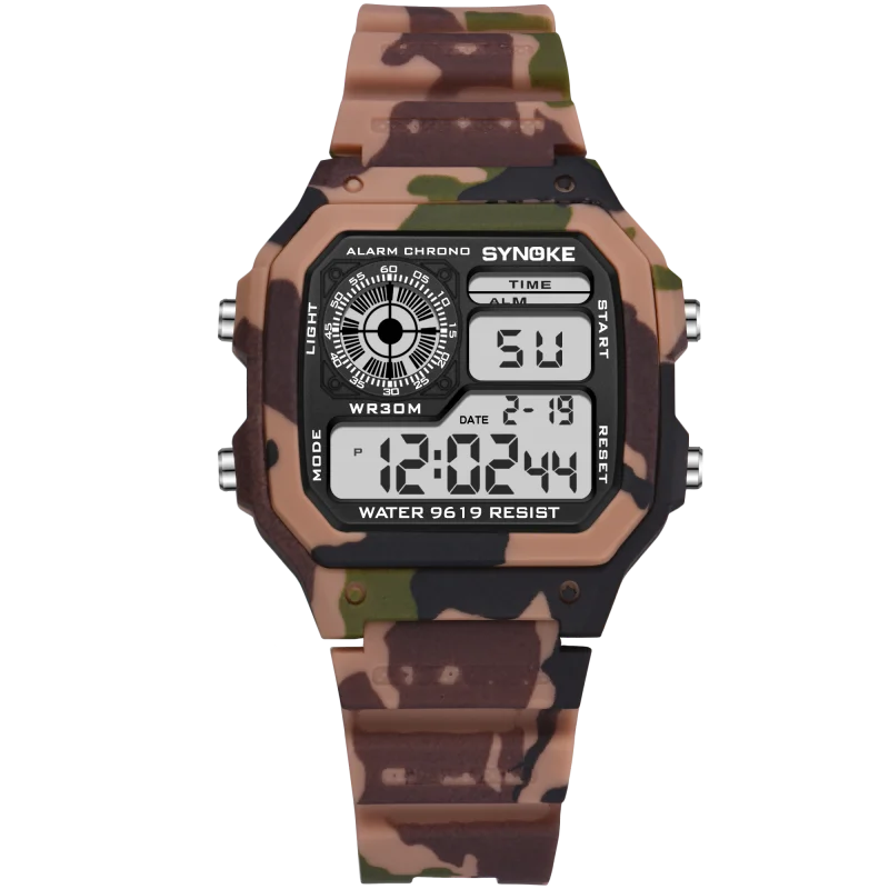 SYNOKE Children Digital Watches Sports Camouflage Military Stop Colorful Luminous Display Waterproof Kids | Наручные часы