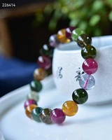 natural colorful tourmaline quartz bracelet 10mm clear round beads women men fashion genuine aaaaaa