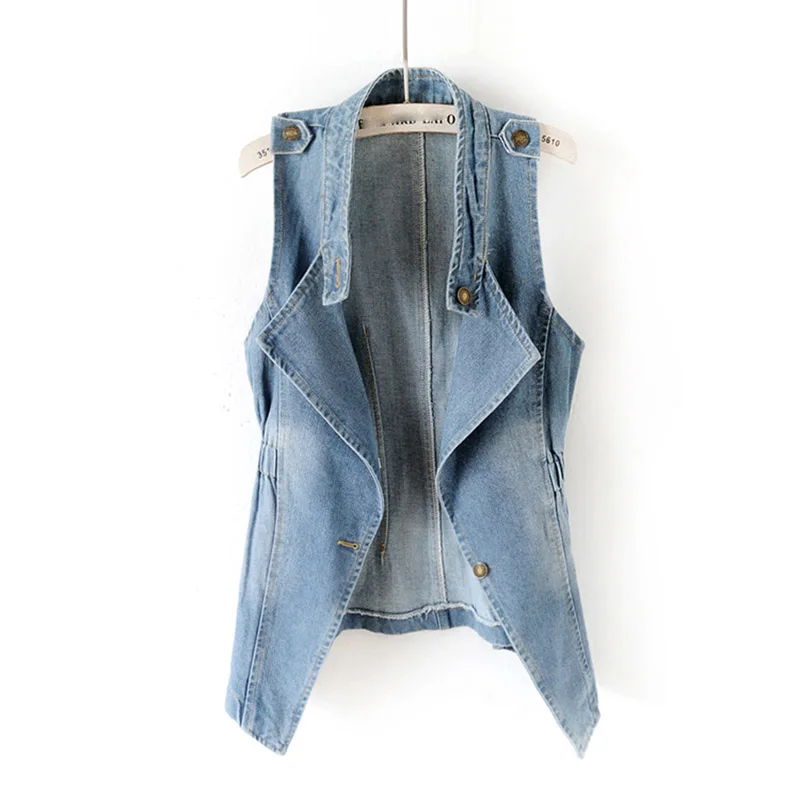 

Korean Slim Sleeveless Jacket Denim Vest Women 2019 Spring Autumn New Suit collar Fashion Cool Shirt Jeans Waistcoat Topsf740