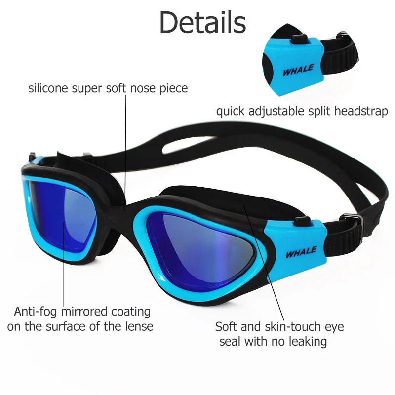 Очки для плавания с УФ защитой и прозрачными линзами профессиональные