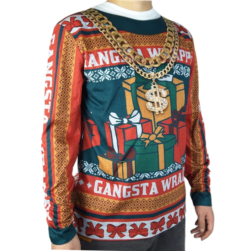 Футболка мужская с забавным 3D принтом рубашка гангста страшная Рождественская