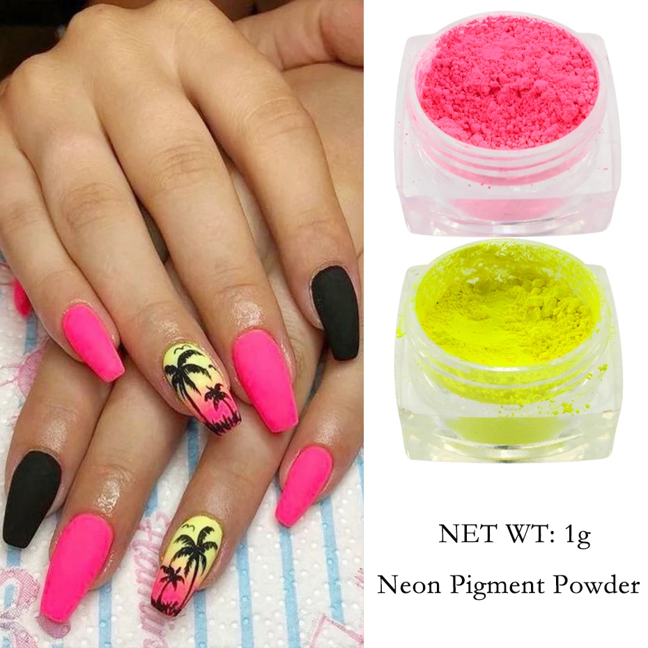 Флуоресцентный Блестящий ноготь 1 коробка летняя Очаровательная пыль сделай сам
