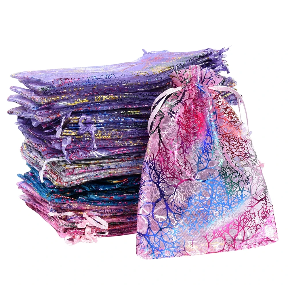 

100pcs Sheer Coralline Organza Favor Gift Bags Wedding Party Jewelry Pouches