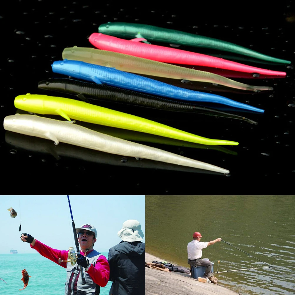 

10 Pcs Artificial Soft Lure Japan Shad Worm Swimbaits Jig Head Fly Fishing Silicone Rubber Fish