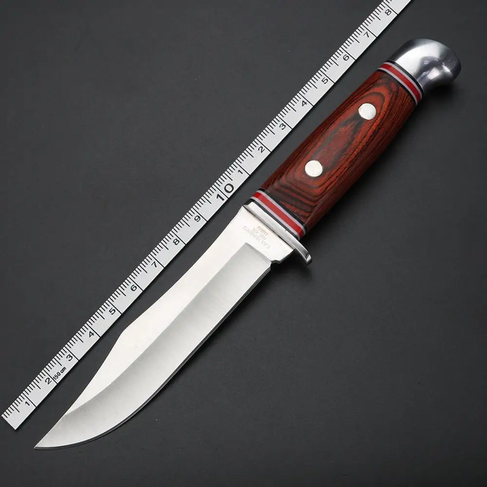 

Hunting Knife Fixed Blade Outdoor Survival Camping Knife German Steel Knives with Wooden Handle Straight EDC Knife
