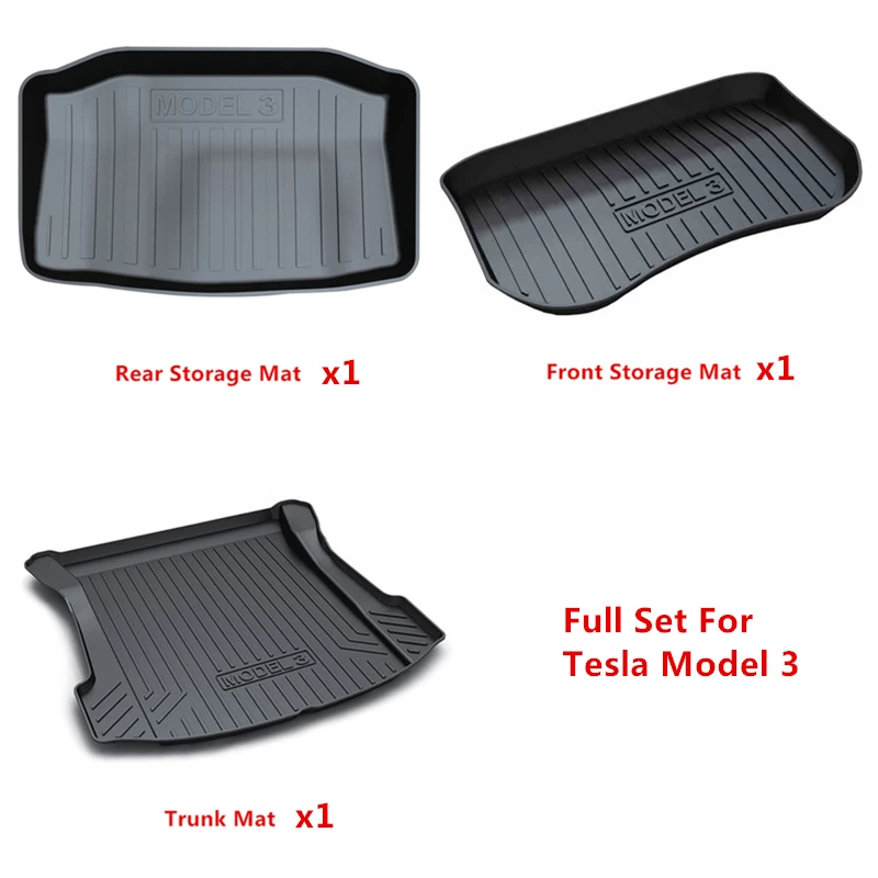 ALL MATS TPO резиновый коврик для багажника Tesla модель 3 автомобильные аксессуары черный автомобильный коврик для багажника задний Грузовой лоток - Название цвета: ALL MATS