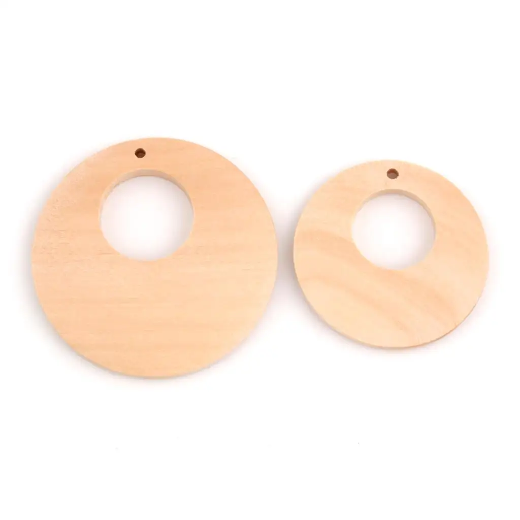 Необработанные круглые подвески из натурального дерева с большим отверстием 20
