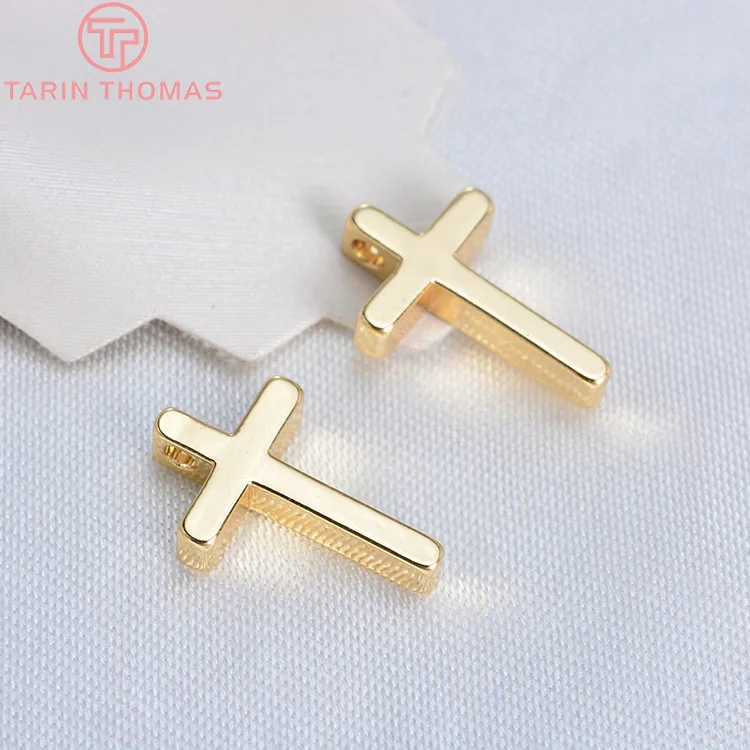

(31733)20PCS 13*8MM 24K Champagne Gold Color Plated Brass Small Cross Charms Pendants Diy Jewelry Findings Accessories wholesale